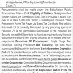 ICT Equipment Tender Notice — Balochistan PPP Unit 2026