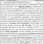 Provincial Library Balochistan Furniture Supply Tender 2026
